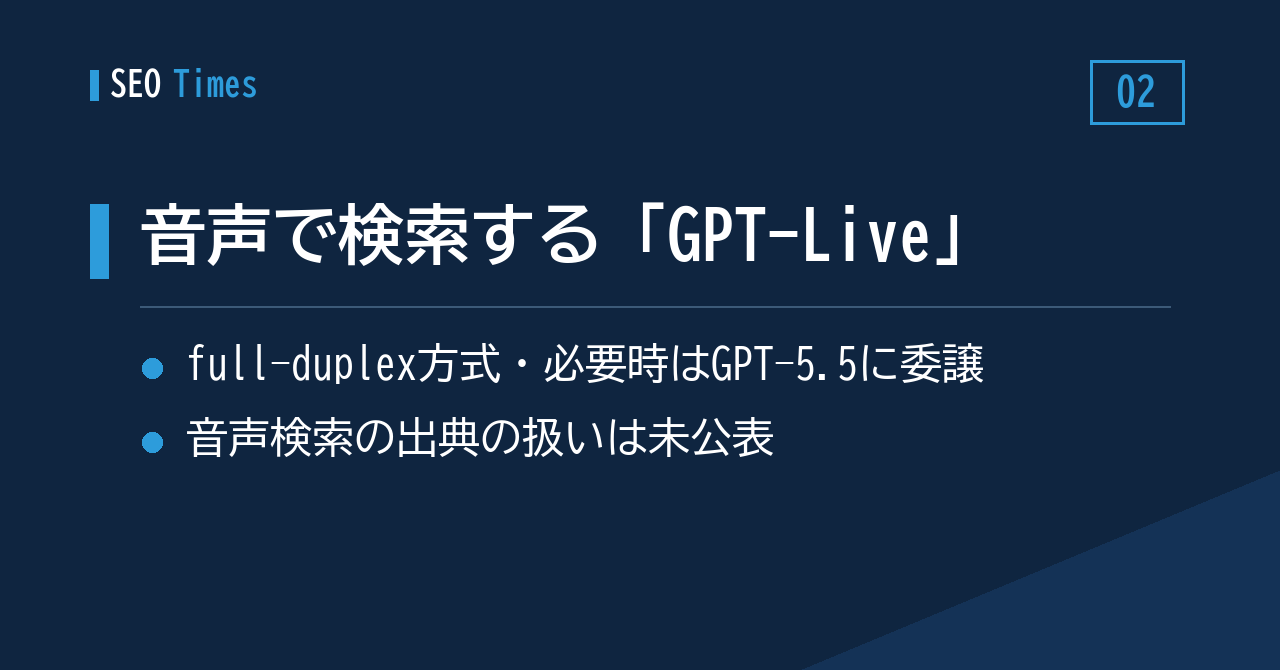 ② 声のChatGPTがWebを検索する——OpenAI「GPT-Live」