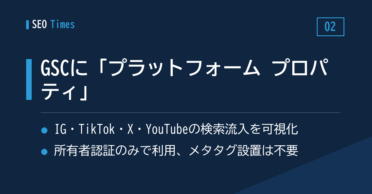 X・YouTubeの検索流入も可視化——GSCの「プラットフォーム プロパティ」