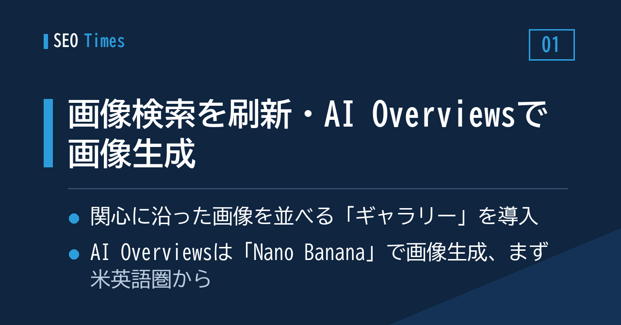 ① 画像検索のトップが一新、AI Overviewsでは画像の生成も
