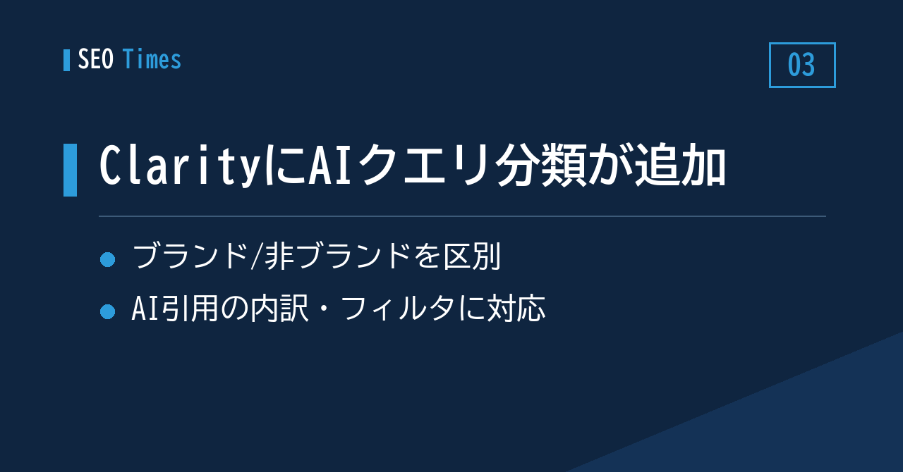 ClarityのAI引用レポートに「ブランド/非ブランド」の区別が登場
