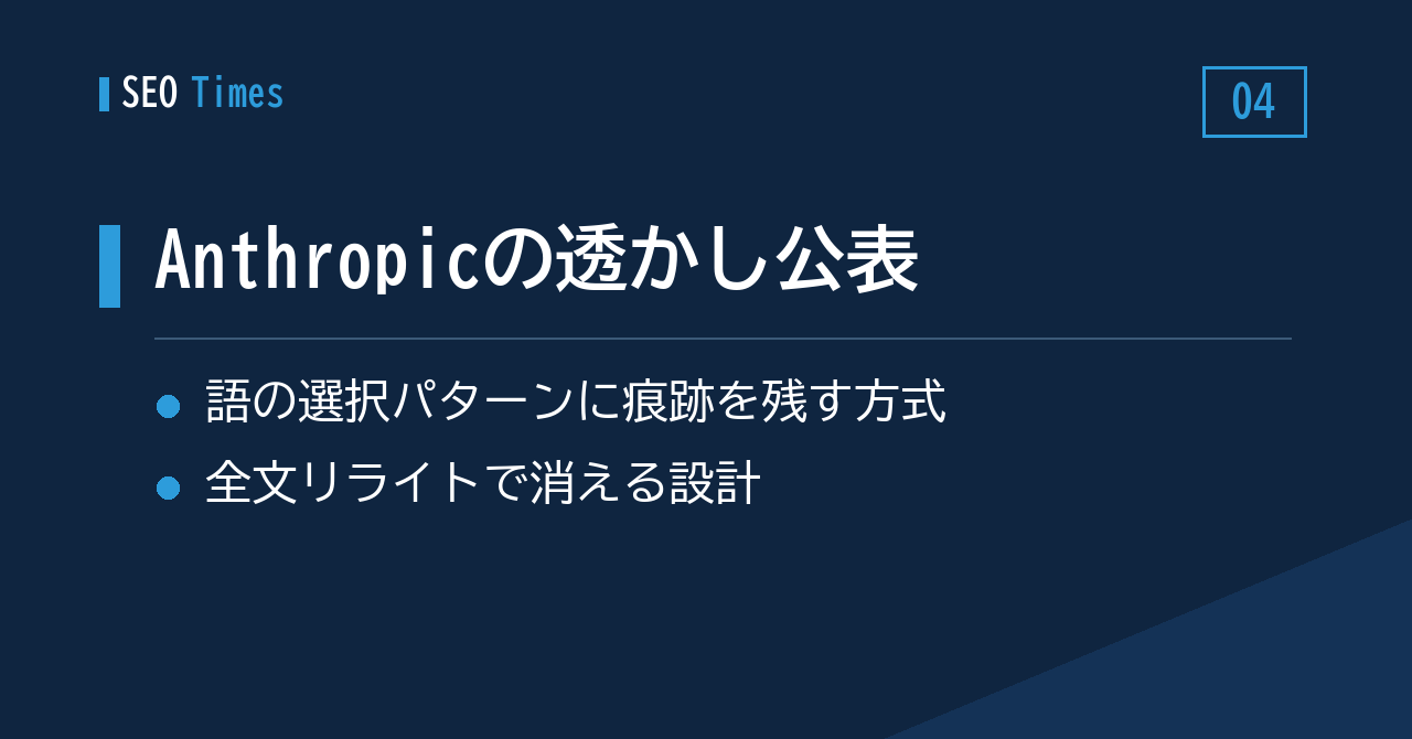 Anthropicがテキスト透かしの中身を公開——全文リライトで消える設計とは