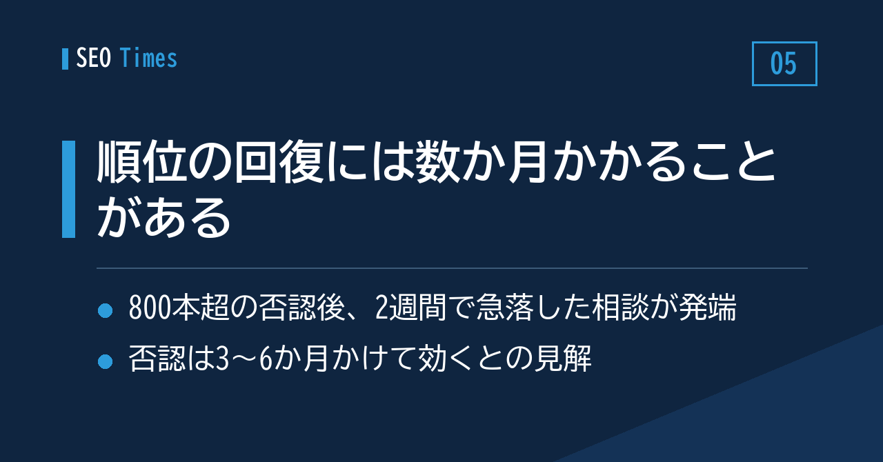 修正から順位回復まで「数か月かかることがある」——Mueller氏の回答