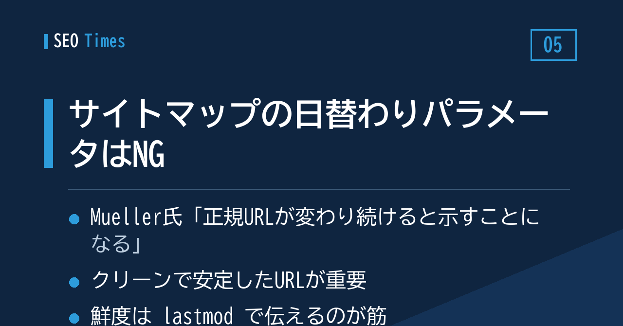 サイトマップのURLに日替わりパラメータを付けるのは逆効果