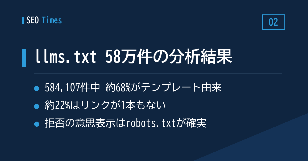 llms.txtを58万件調べたら、約7割がテンプレート由来だった