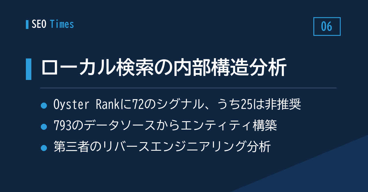 「Oyster Rank」と72のシグナル——ローカル検索の内部構造をめぐる分析